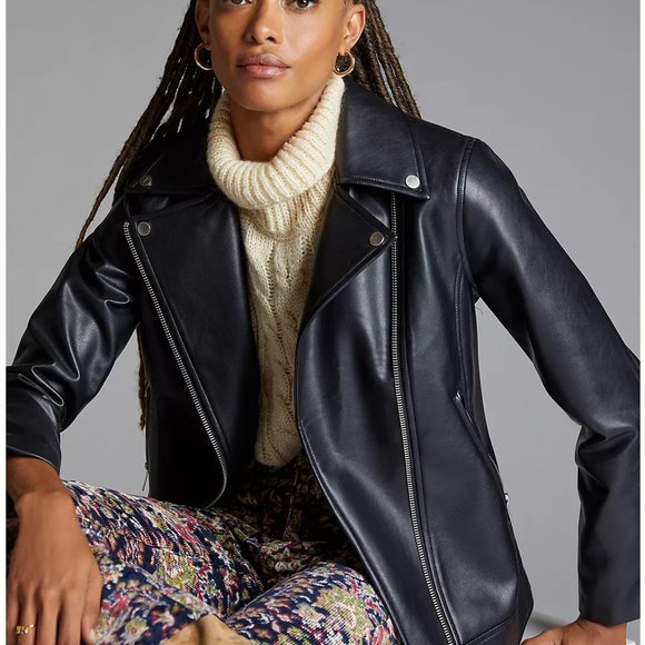 Avec Les Filles Faux Leather Jacket Black Size S - Picture 1 of 9